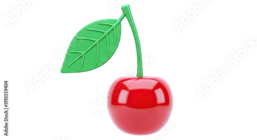 Red Cherry with Green Leaf