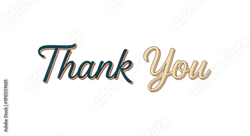 A beautifully rendered 'Thank You' text graphic, stylized with elegant script typography and a sophisticated gradient color palette, perfect for expressing heartfelt gratitude and appreciation