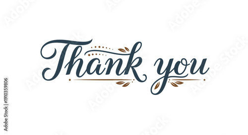 Beautifully designed 'Thank You' graphic with elegant script font and subtle decorative elements for expressing gratitude and appreciation