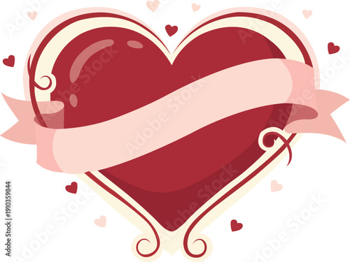 Valentine Heart Love With Ribbon Banner centerpeice design