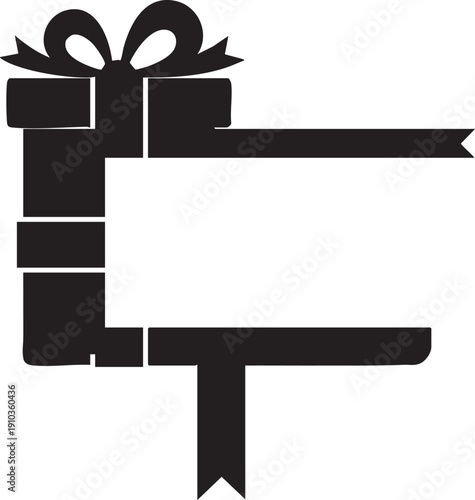 Gift box with an open banner for text, ideal for personalized greetings or announcements