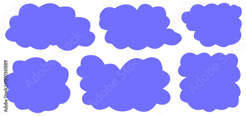 Cute label in cloud style with fluffy bubble frame, organic shape border for speech design, playful cloud label and fluffy shape outline.