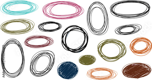 Hand drawn circles set isolated on white background sketchy doodle style vector illustration of round shapes, perfect for adding a creative touch to designs