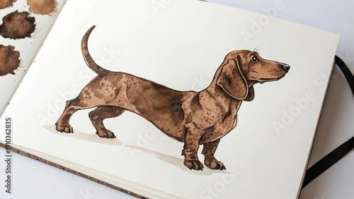 drawing of a dog in ink