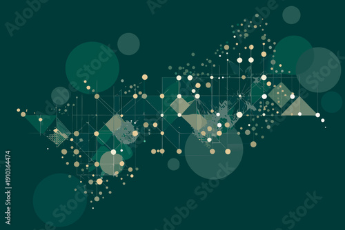 Abstract geometric network with overlapping circles and connected nodes
