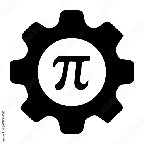 Pi symbol inside gear icon