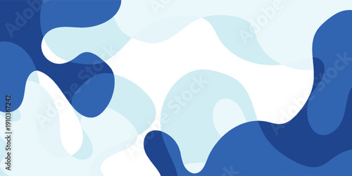 Abstract Blue Wavy Shapes Background Design.