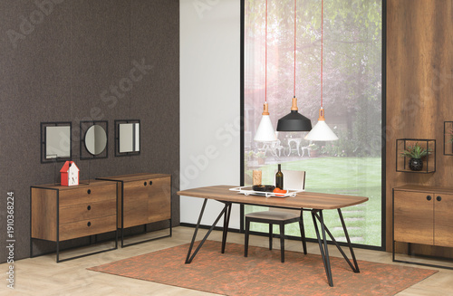 dining room and interior design designed for home office hotel