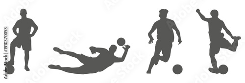 Soccer and football player silhouettes in action poses