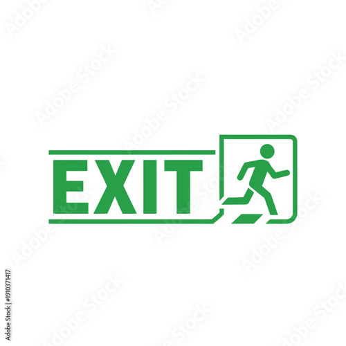 Green Exit Sign with Running Man Icon - Emergency Escape Route Symbol