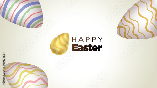 Happy Easter Floating Abstract Egg with Modern Decorative Text – Festive Spring Celebration Background