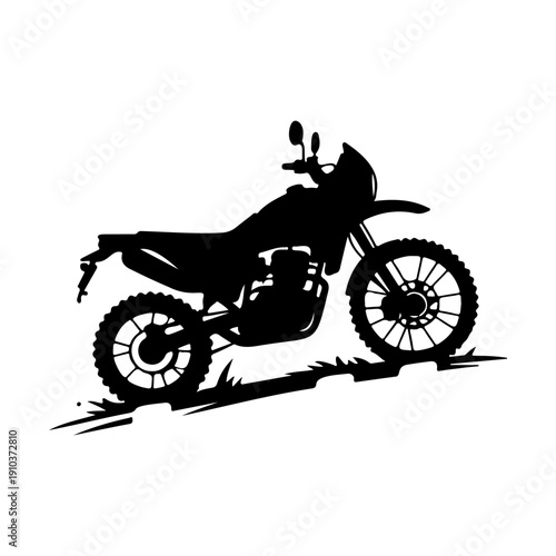 Off Road Dirt Bike Motorcycle Silhouette Black Vector Illustration