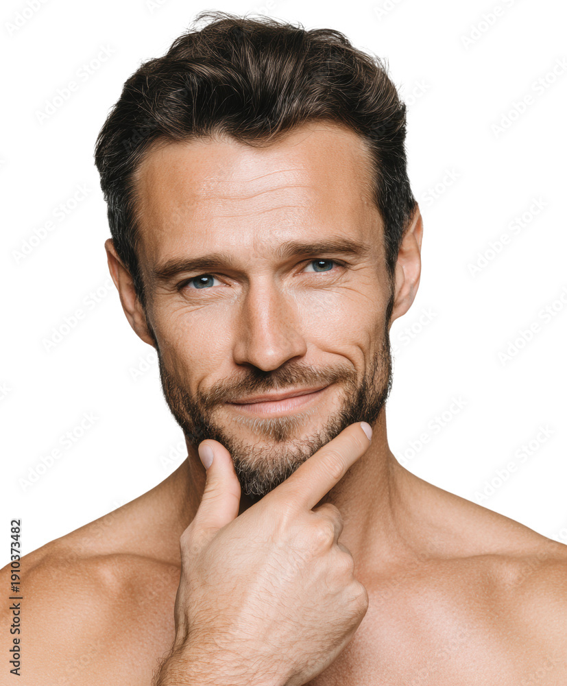 Fototapeta premium Confident man in portrait lifestyle focus, isolated on transparent background, png