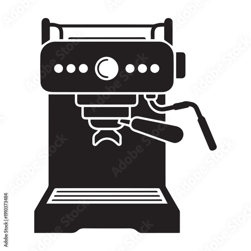 Espresso Machine Icon Silhouette - Professional Coffee Maker for Barista and Cafe