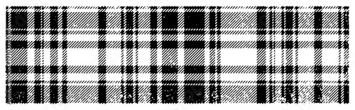 Wide horizontal banner of hand drawn plaid pattern with distressed hatching textures