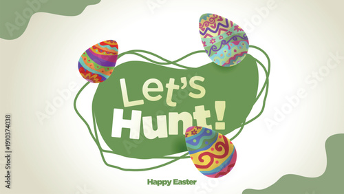 Let’s Hunt – Playful 3D Colorful Easter Eggs Celebration Background