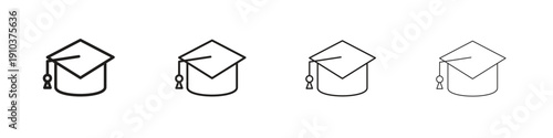 Graduation cap icon, thin line symbols. eps 10 vector