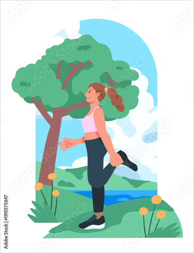 running preparation flat illustration