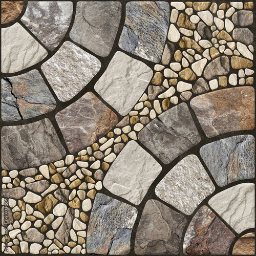 Cuadro en lienzo stone wall background and punch parking floor tiles design decor.