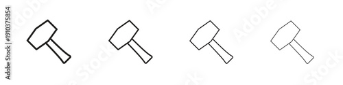 Hammer icon, thin line symbols. eps 10 vector