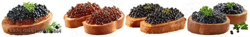 Fotografija exquisite photograph of gourmet caviar served on toasted bread with fresh herbs, showcasing a luxurious appetizer