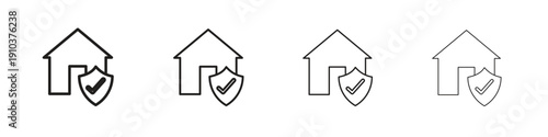 Home insurance icon, thin line symbols. eps 10 vector