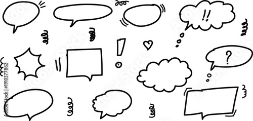 Collection of various comic book speech bubbles and punctuation marks