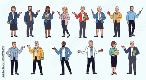 Diverse and Professional Educators Collection Representing Modern Teaching, Learning, and Knowledge Sharing Environments