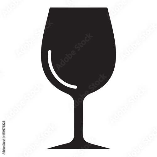 Silhouette of a wine glass on a white background, simple vector icon for drinks