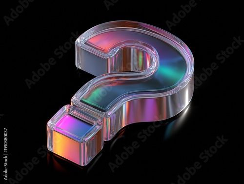 Iridescent Question Mark 3D Render