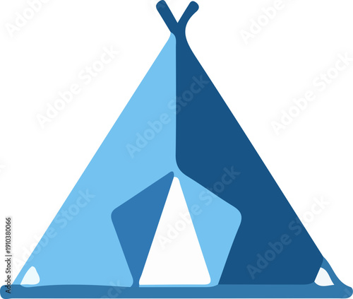 Blue Camping Tent Flat Icon