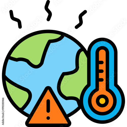 Global Warming lineal color icon