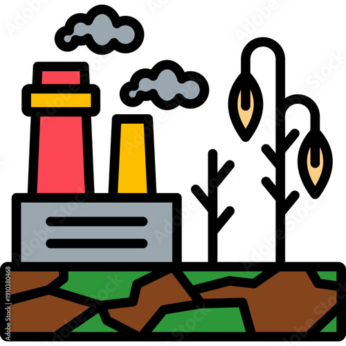 Environmental Damage lineal color icon