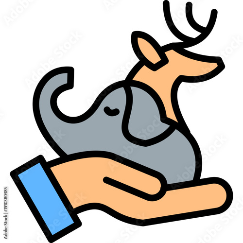 Wildlife Protection lineal color icon