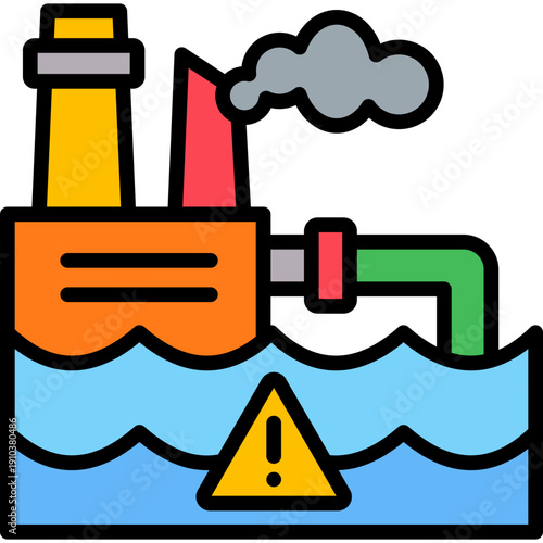 Ocean Pollution lineal color icon