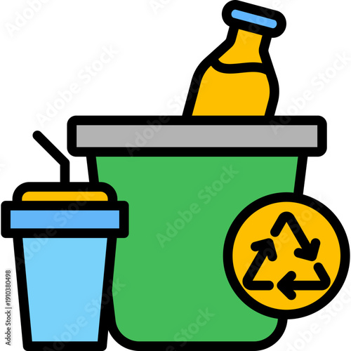 Plastic Waste lineal color icon