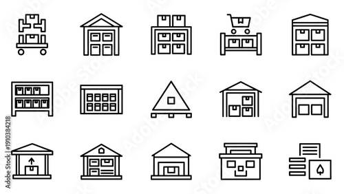 Collection of Warehouse and Storage Icons.