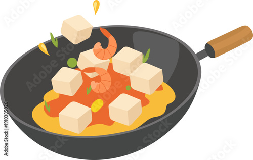 Wok Cooking Food Illustration