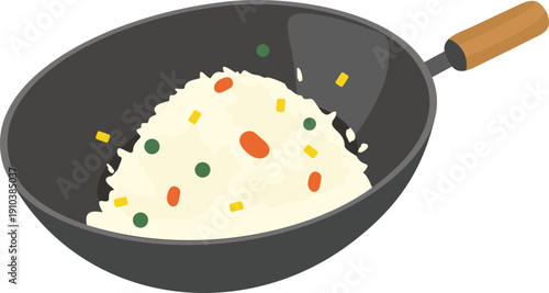 Wok Cooking Food Illustration