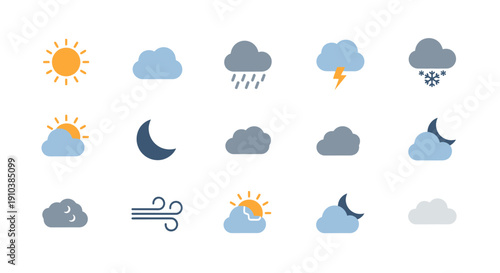 Collection of Weather Icons Symbols and Illustrations.