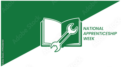 National apprenticeship program concept with book and handshake icon