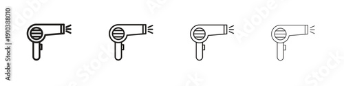 Hair dryer icon, thin line symbols. eps 10 vector