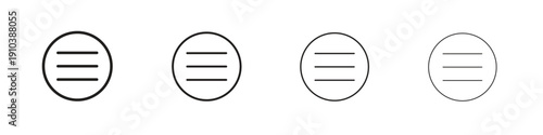 Hamburger menu icon, thin line symbols. eps 10 vector