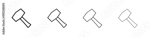 Hammer icon, thin line symbols. eps 10 vector