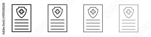Health insurance icon, thin line symbols. eps 10 vector