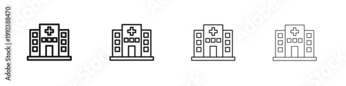 Hospital icon, thin line symbols. eps 10 vector