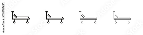 Hospital bed icon, thin line symbols. eps 10 vector