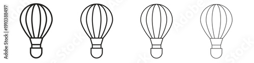 Hot air balloon icon, thin line symbols. eps 10 vector