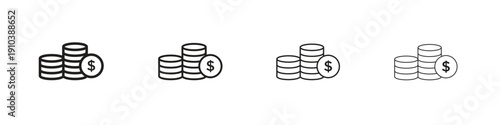 Income icon, thin line symbols. eps 10 vector