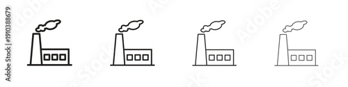 Industrial factory icon, thin line symbols. eps 10 vector